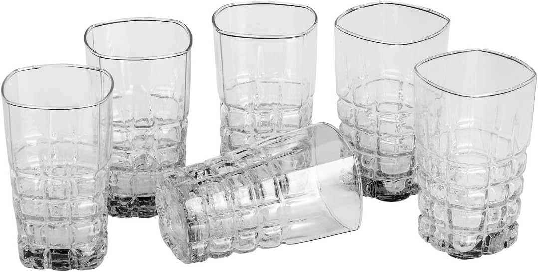 Somil Stylish Designer Multipurpose Transparent Beverage Tumbler Drinking Glass for Daily and Party Use (Set of Six)