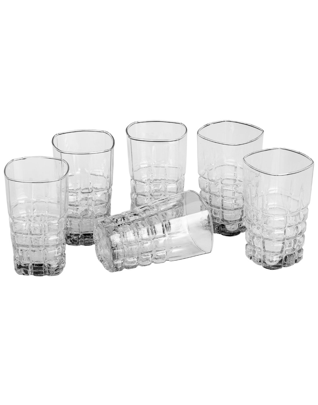 Somil Stylish Designer Multipurpose Transparent Beverage Tumbler Drinking Glass for Daily and Party Use (Set of Six)