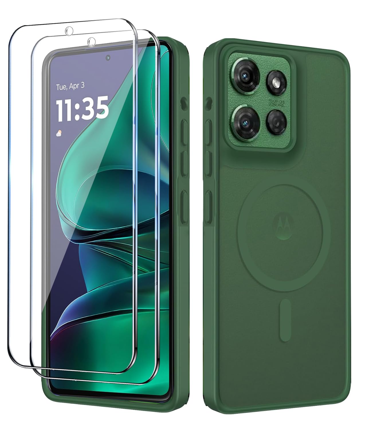 for Motorola Moto G Stylus 2025 Case,Magnetic Moto G Stylus 5G 2025 Phone Case with Screen Protector X2 [Compatible with MagSafe],Translucent Matte Shockproof Cover for Motorola G Stylus 2025-Green