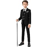Boy Suits 4 Piece Formal Slim Fit Suit Set with Blazer Vest Pants Tie Kid Tuxedo for Wedding Birthday Prom Ring Bearer