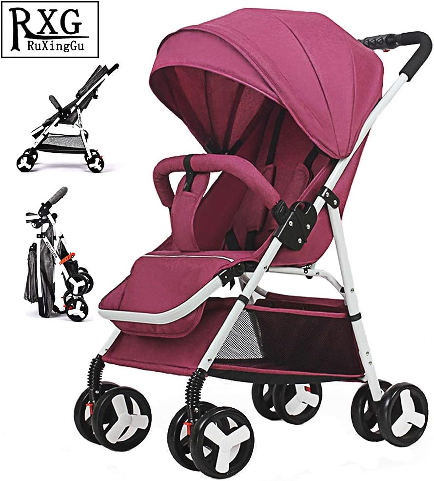 Folding Stroller, Lightweight Stroller,Compact Travel Buggy,One Hand Foldable,Five-Point Harness,Great for Airplane (Purple)