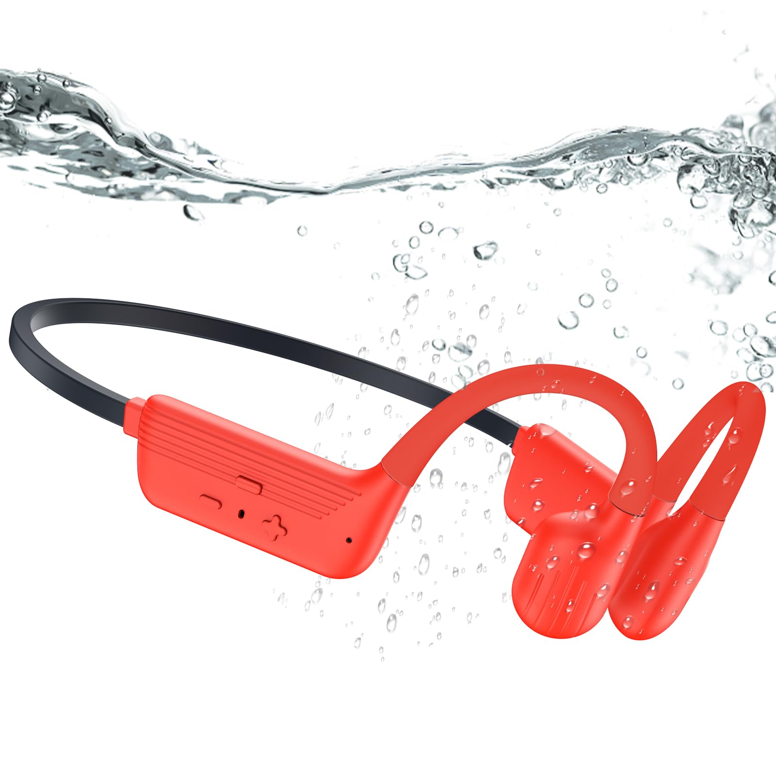 Photo 1 of KOPIDOE Swimming Headphones, IP68 Waterproof Bone Conduction Headphones with 32GB Memory, Bluetooth 5.4 Open Earphones, Wireless Underwater Earbuds for Swimming, Running, Sports?Orange?