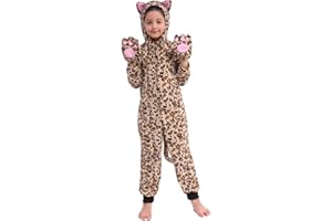 Wizland Leopard Costume for Kids One Piece Cheetah Costume Kids Cat Onesie Cheetah Onesie 4-6