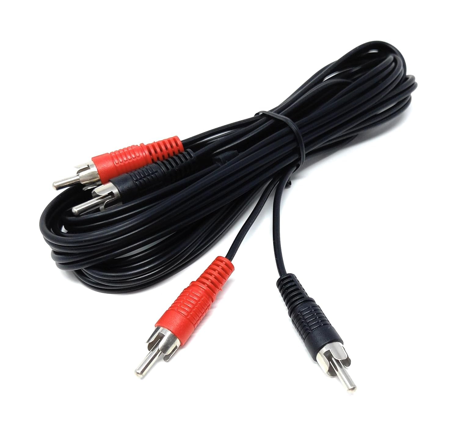 DRUT 2.5m RCA to RCA Phono Twin Jack to Jack Stereo Audio Cable Lead Cord Compatible With CD/DVD/Amplifier/Hifi/DJ Mixer/Turntable (Black Nickel Connectors)