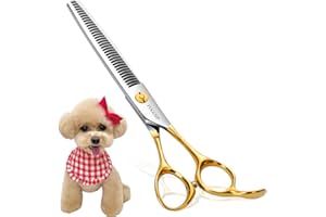 FOGOSP Dog Thinning Shears for Grooming 36 Teeth 6.5" Dog Blending Shears for Grooming Small Medium Dogs Professional Pet Thinners Blenders Scissors for Right Groomer(Blender, Gold)