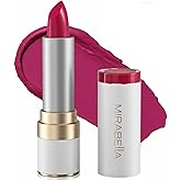 Mirabella - Sealed with Kiss Full-Coverage Moisturizing Lipstick, Richly Pigmented, Creamy Lip Makeup, Hydrating Mineral-Based Lip Color with Antioxidant Vitamin E, Shine Shades - Fiercely Fuchsia