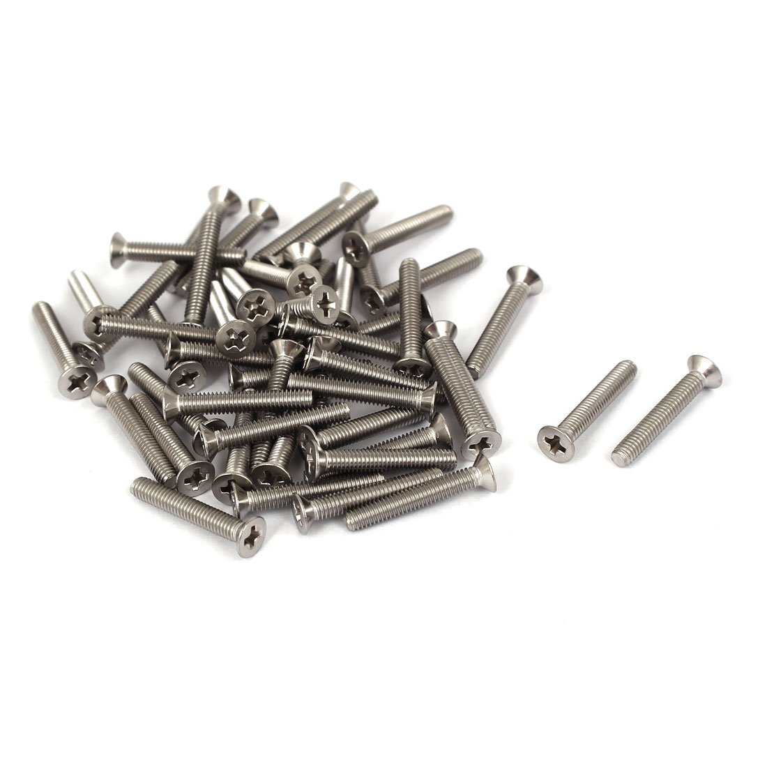 sourcingmap M2.5x16mm 316 Stainless Steel Flat Head Phillips Machine Screws Fasteners 50 Pcs