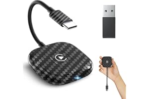 HEI LIANG CarPlay Wireless Adapter for Factory Wired CarPlay 2023 Upgrade Plug & Play Dongle Converts Wired to Wireless Fast and Easy Use Fit for Cars from 2016 & iPhone iOS 10+ (Carbon Fiber)