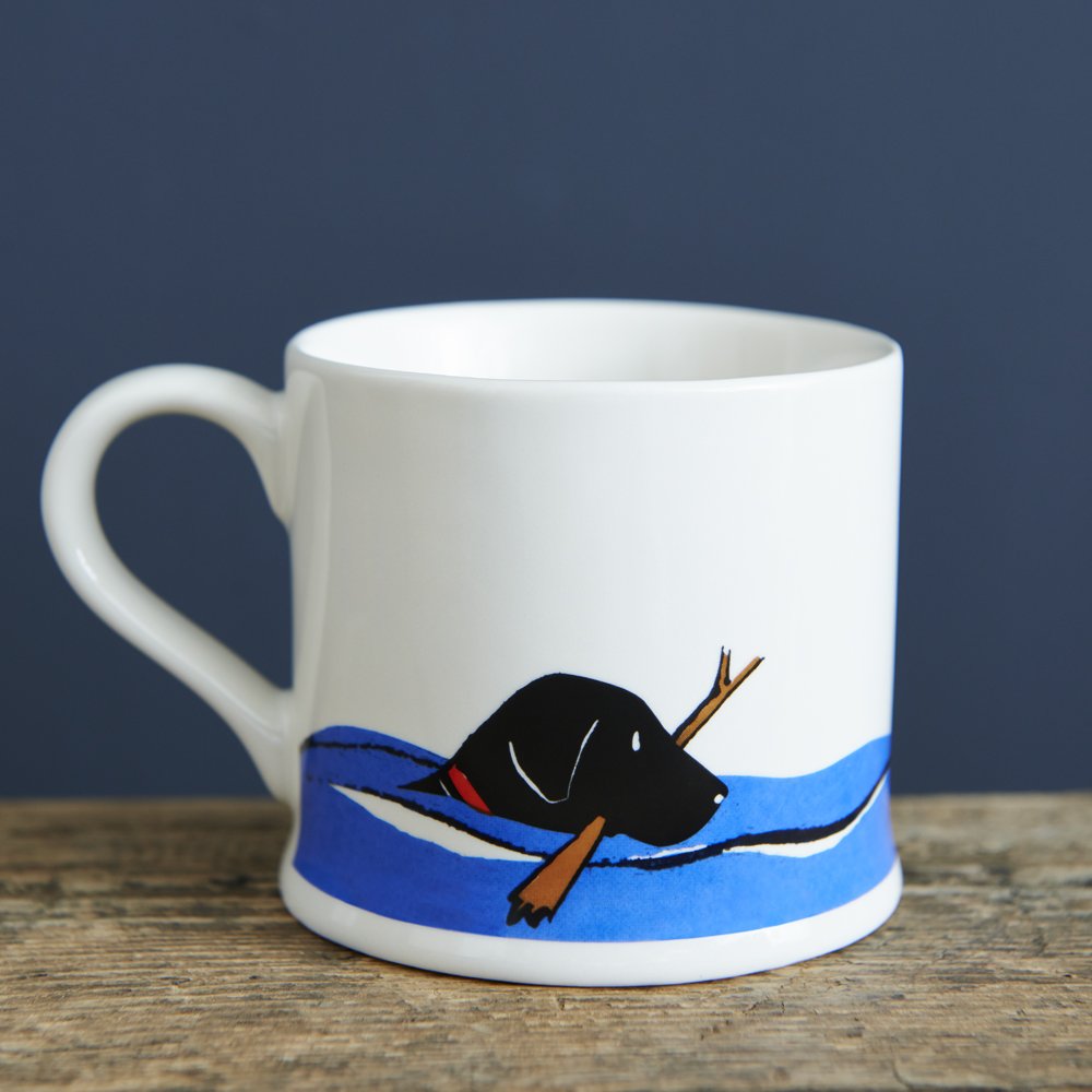 Sweet William Black Labrador Mug (swimming lab)
