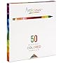 Artlicious - 50 Premium Distinct Colored Pencils for Adult Coloring Books - Bonus Sharpener - Color Names on Pencils