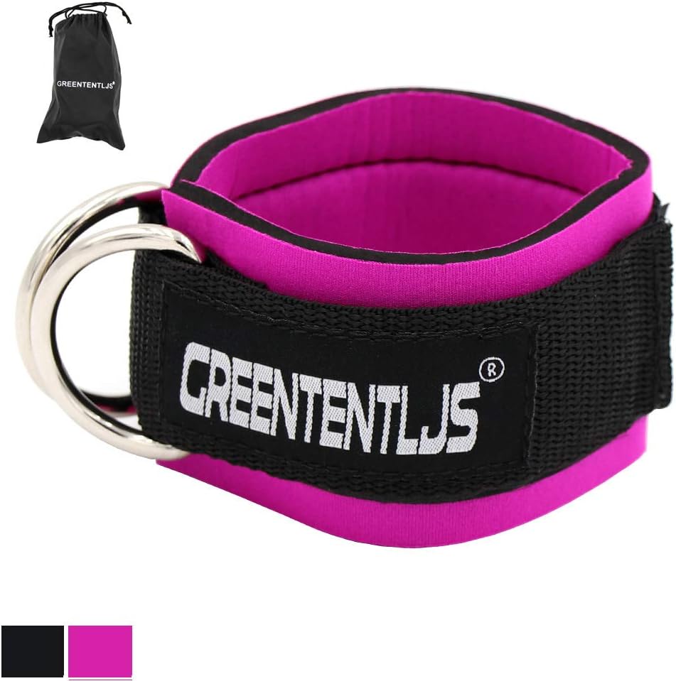 Greententljs Gym Ankle Straps for Cable Machines - Fitness Padded Ankle Cuffs Strap Attachment Workout for Glute Exercises with Carry Bag