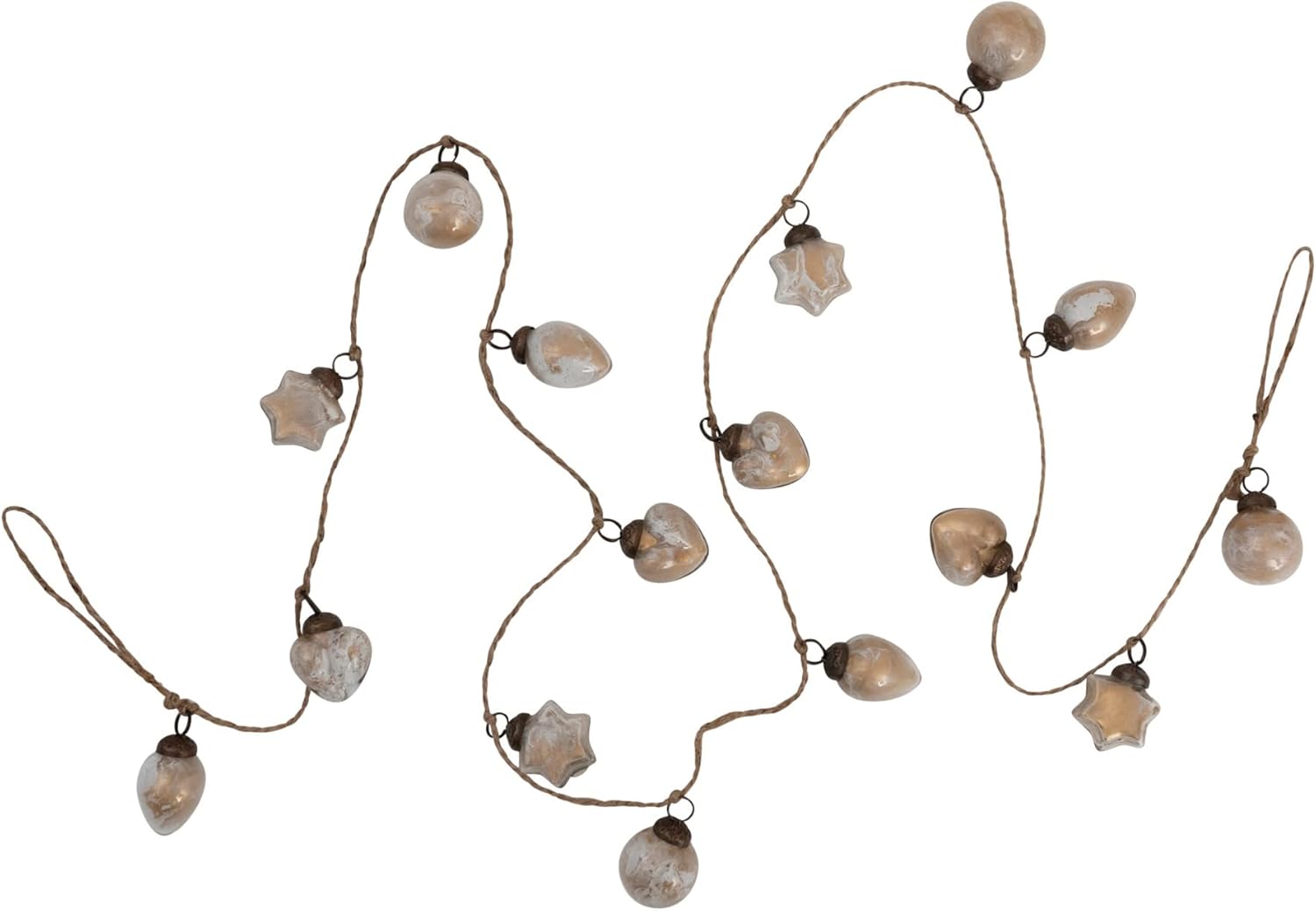 Wreaths, Garlands & Swags - Creative Co-Op Mercury Glass Ball Ornament Garland, Marbled Taupe Finish