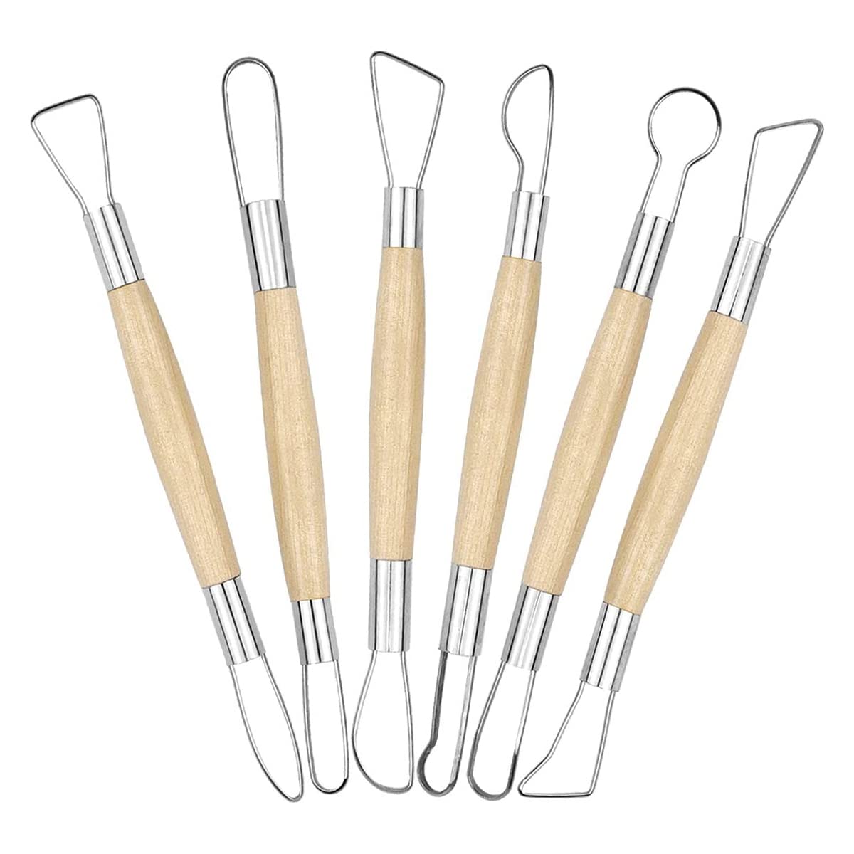 Bestgle 6pcs Clay Sculpting Tools Double Ended Wooden Ribbon Cutter Pottery Clay Modelling Carving Tool for Pottery Ceramics Sculpture Carving DIY Craft