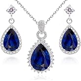 Crystalline Azuria Jewelry Sets for Women Wedding Jewelry Sets Bridal Jewelry Set with Necklace and Earring for Bride Cubic Zirconia Bridesmaid Jewelry