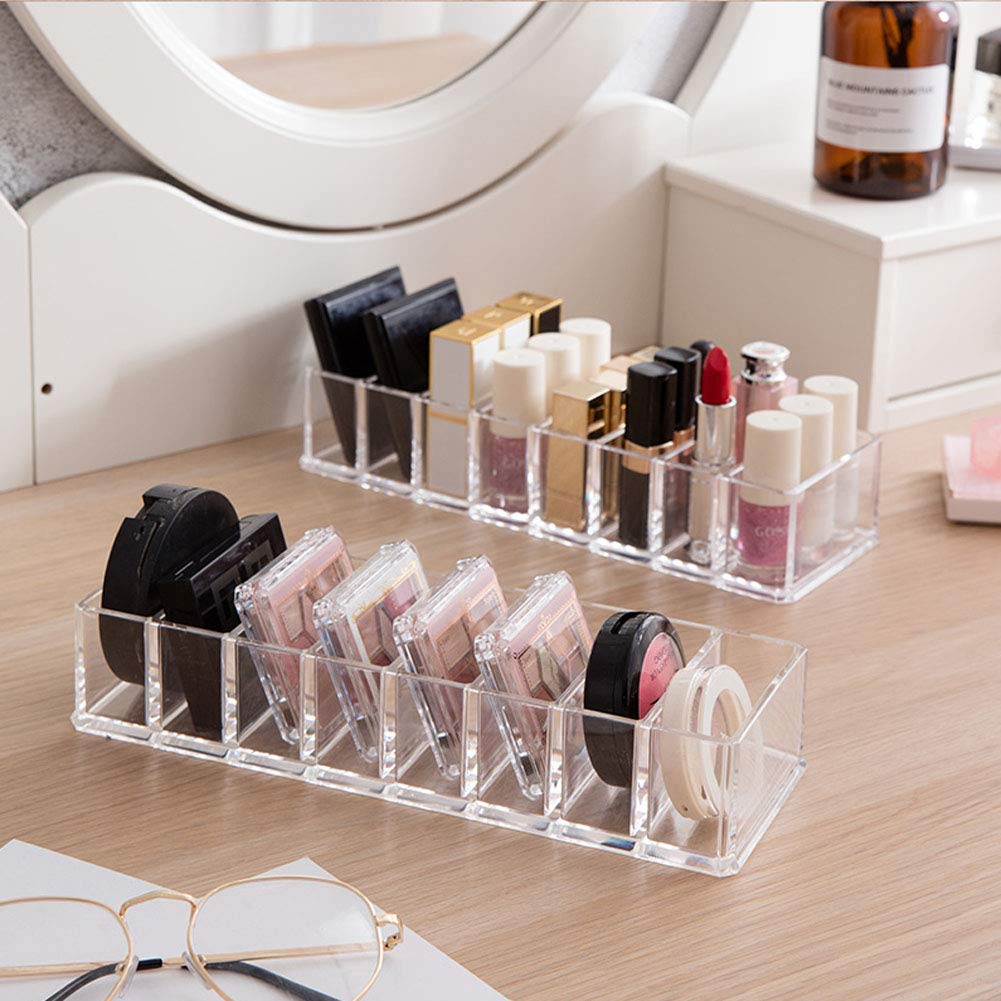 Weiai Clear Acrylic Compact Organizer, Blushes Highlighters Eyeshadow Powder Makeup Organizer Holder for Vanity, 8 Slots: Beauty