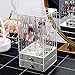 Sooyee Clear Jewelry Box for Women,Ring Earrings Necklace & Bracelet Hanger Acrylic Jewelry Storage Display Case,Large(3 Vertical Drawers 2 Ice Velvet Drawers)