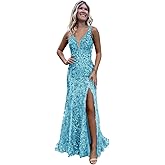symdem Prom Dresses for Women 2026 Long Sequin Mermaid Formal Evening Party Dress