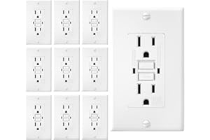 EverElectrix 10 Pack GFCI White Outlet Receptacle, Weather Resistant GFCI Outlet 15 Amp 125-Volt, Self-Test Function with LED Indicator 15 Amp GFCI Outlets, UL/cUL Listed, Wall Plate, Screws Included