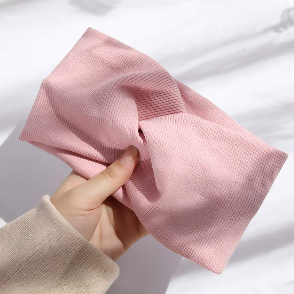 Huachi Turban Headbands for Women Wide Head Wraps Knotted Elastic Teen Girls Yoga Workout Solid Color Hair Accessories, 6 Pack : Beauty