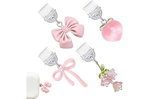 4pcs Phone Dust Plug Charms, Pink Bow/Flower, Cute Type C/USB C Ports Plug Cover, Dust Protection, Pendant for Electronic Dev