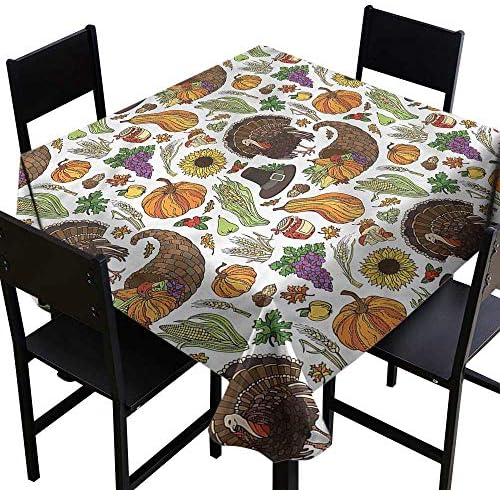 Thanksgiving Resistant Table Cover Pilgrims Hat Turkey It's Good to be Home Gorgeous High End Quality 60 x 60 Inch