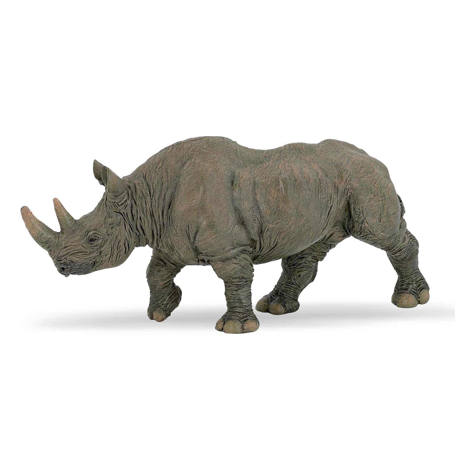 Papo - Black Rhinoceros Figurine - Wild Animal Toy for Kids Age 3+ - Realistic African Rhino Model with Two Horns - Hand Painted Safari Animal Figure - 17 x 7 x 5 cm - 50066