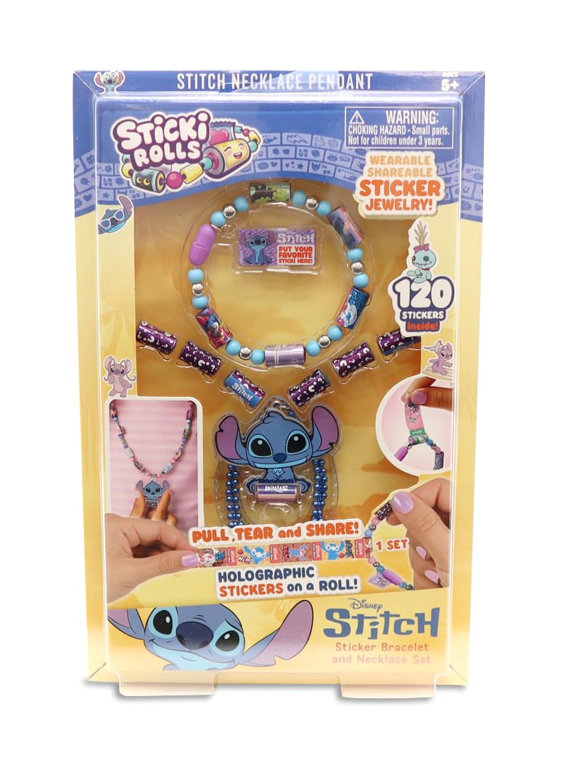 Sky Castle Sticki Rolls Stitch Pendant Pack, Wearable Sticker Jewellery, Collectable Toys, Disney Stitch, 15 x 3 x 23.5 cm