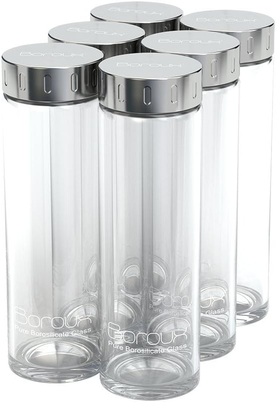 Boroux Original Glass Water Bottle 500ml, Handmade from Eco Friendly, BPA Free, Pure Borosilicate Glass