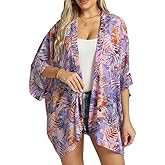 WEIYAN Women's Tops Loose Chiffon Kimono Cardigan Beach Swim Cover up Blouse