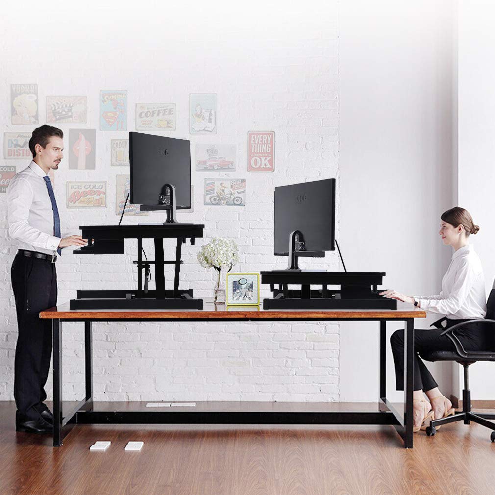 FDW Adjustable Height 32 Inches Steel Standing Desk Coverter Stand Up 