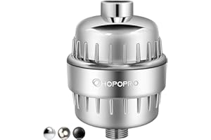HOPOPRO NBC News Recommended Brand 18 Stages Shower Filter, High Output Universal Shower Head Filter Hard Water Filter Water Softener Showerhead Filter Remove Chlorine Fluoride Heavy Metals