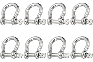PATIKIL Screw Pin Shackle 6mm 1/4" 485lb, 8Pcs 304 Stainless Steel Forged Bow Shackle Marine Grade for Chains Wire Rope Outdo