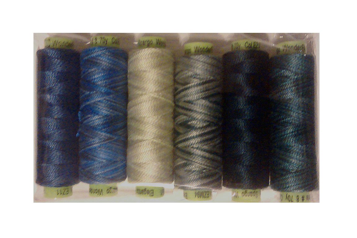 Sue SpargoEleganza #8 Perle, Six 70yd Spools Polished Cotton for Embroidery (11- Rough Seas)