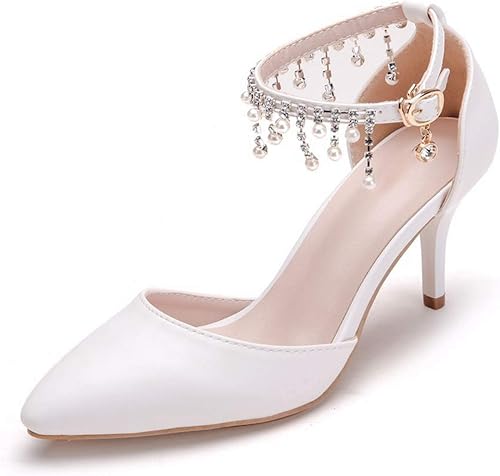 Amazon パンプス 白 結婚式 パール レース チュール フラワー 花嫁 ウェディング シューズ レディース 厚底 大きいサイズ ハイヒール 走れる 歩きやすい 痛くない ブライダルパンプス パーティー 披露宴 謝恩会 ストラップ パンプス
