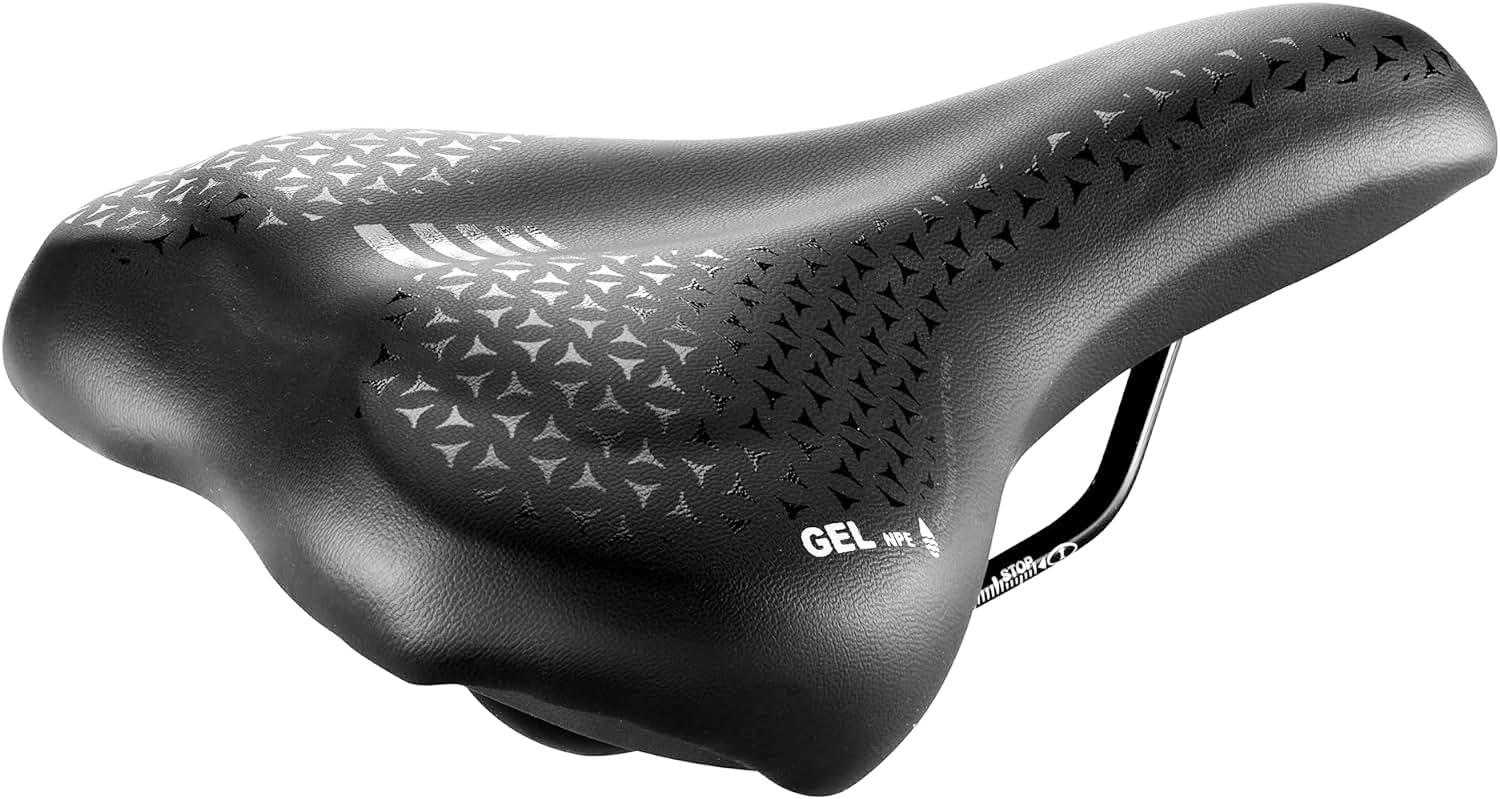 Montegrappa Asola 6200 Bicycle Gel Bike Seat for City Bike, Black Colour Faux Leather Cover