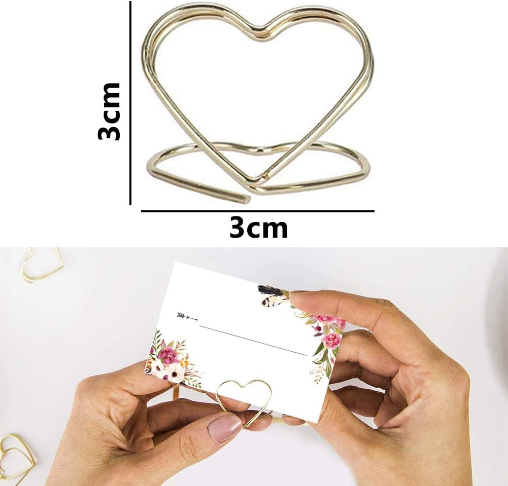 Metal Heart Card Holders CHEPL Mini Heart Place Card Holder Memo Clip Holder Table Card Holders for Wedding Office Birthday Party 24 PCS - Image 3