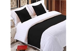 DPS COTTON KING 100% Egyptian Cotton Bed Runner Black Solid California King Size (108x20) 1 Piece Decorative Bed Scarf for Bedroom Hotel Wedding Room