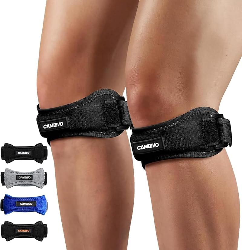 CAMBIVO 2 Pack Patella Tendon Knee Strap Adjustable Knee Support