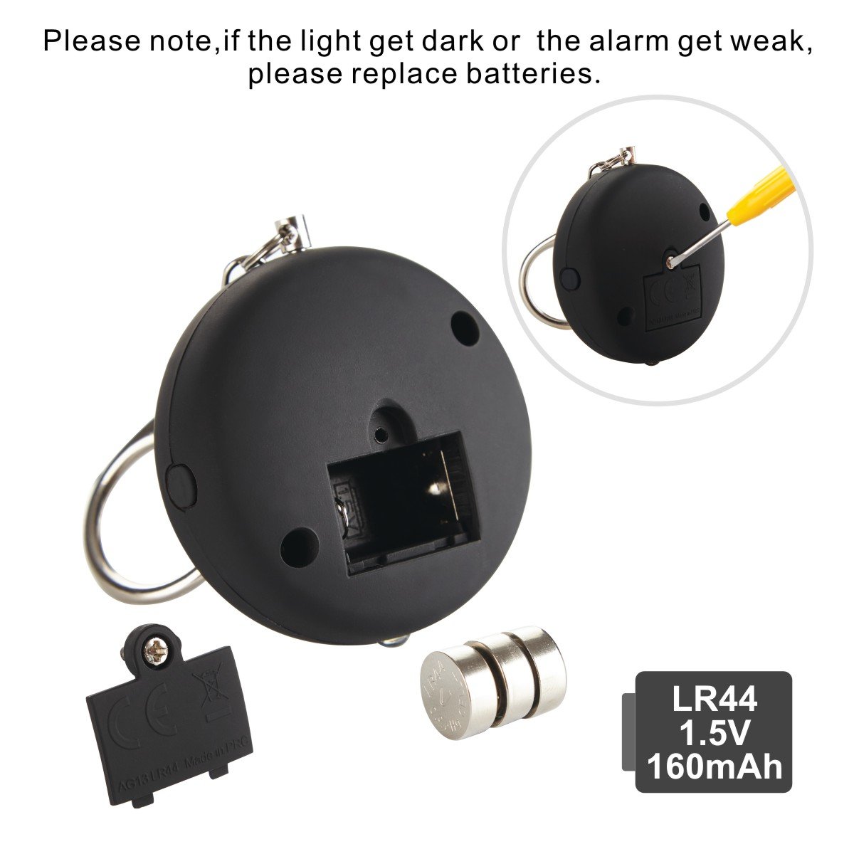 Personal Alarm 130db Personal Safety Alarm Noopel Panic Alarm Rape Alarm Security Alarm Self Defense Alarm for Women Kids Student with Keychain and Flashlight(Black)