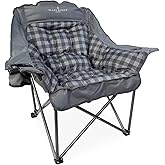Black Sierra Oversized Camping Chair for Adults, Heavy Duty Outdoor Seat with Plush Padding, Supports 400lbs, Cup Holder & Carry Bag, Comfortable Folding Chair for Tailgating, Patio, & Sideline Events