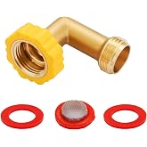 Minimprover Lead-Free Brass 90 Degree Hose Saver Hose Elbow Fitting Quick Swivel Connect Adapter Thread Size 3/4" Connectors