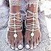 Zhenhui 1 Pair Boho Vintage Silver Tone Gold Tone Coin Blessing Symbol Tassel Indian Anklets Foot Jewelry 2 Pcs (Silver Coin)