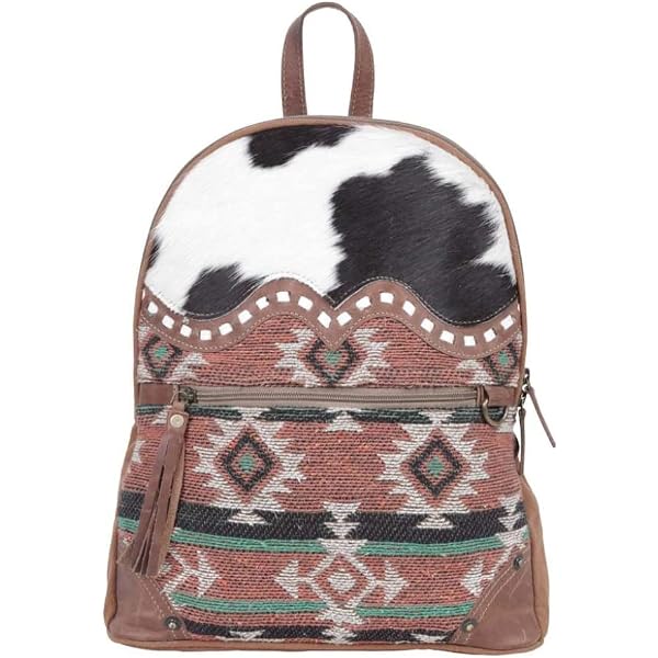 Myra Bag‎ Canvas Genuine Leather Cow Hide Backpack Western Festival Up Cycled Amazon.com: Myra Bag Western Canvas Backpack Bag for Women  main image 4