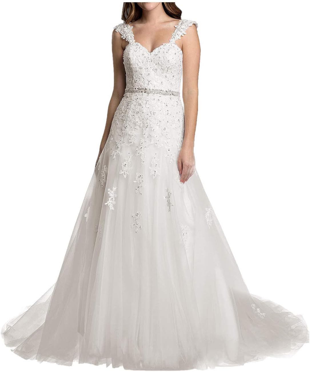 Amazon.com: Natasha Lace Wedding Dresses Sweetheart Bridal Gowns for