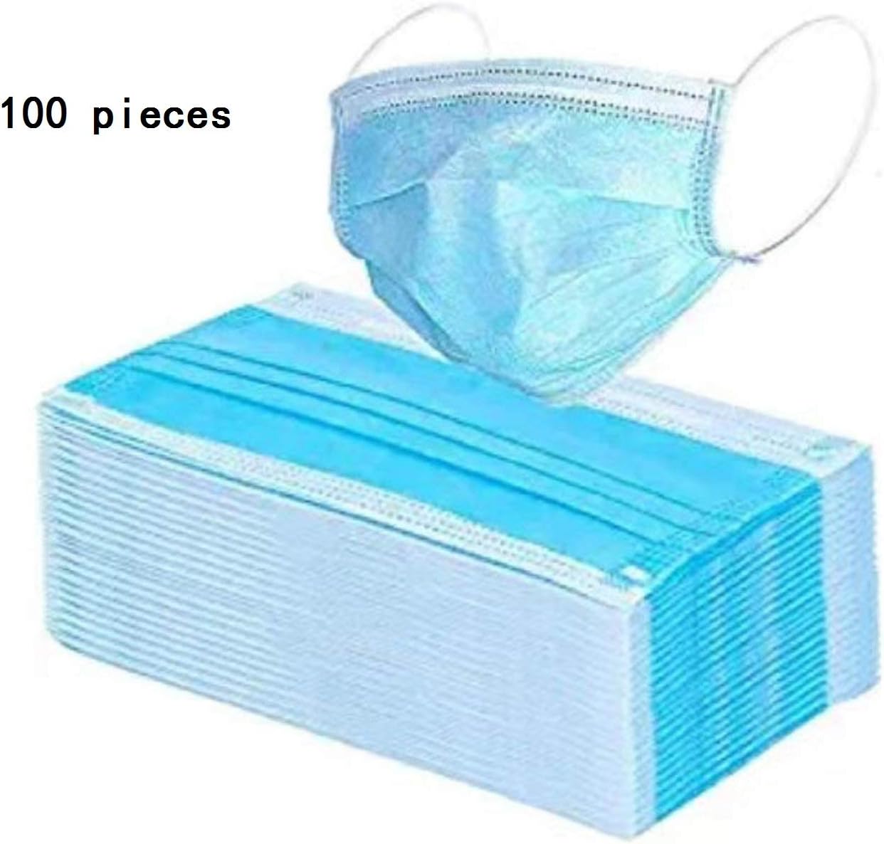 100 Pieces Disposable 3-Ply Face Mask Antiviral Medical Surgical Earloop Polypropylene Masks for Personal Health (Blue)