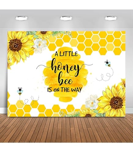 Fotohintergrund Für Babyparty – Bienen-Design Mit Spruch 'A Little Honey Is On The Way', 2,1x1,5 M