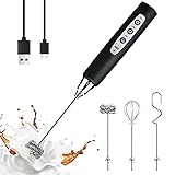 YUSWKO Black Handheld Milk Frother Wand for