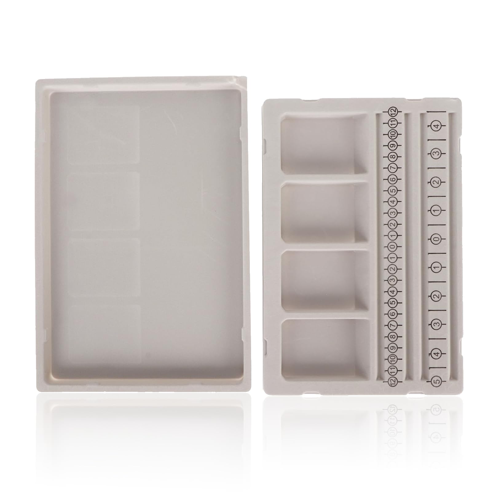 Cyrank Mini Bead Board Grey Flocked, Bead Design Mat Travel Beads Design in Beading Board, 4 Straight Channels, 4 Recessed Compartments Bracelet Tray Jewelry Making Tray for DIY Bracelet Beading