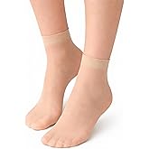 MALVA 10 Pairs Women's Ankle Low Cut Sheer Socks, Thin Nylon Transparent Dress Socks, Soft Stretch Everyday Hosiery (30Den)
