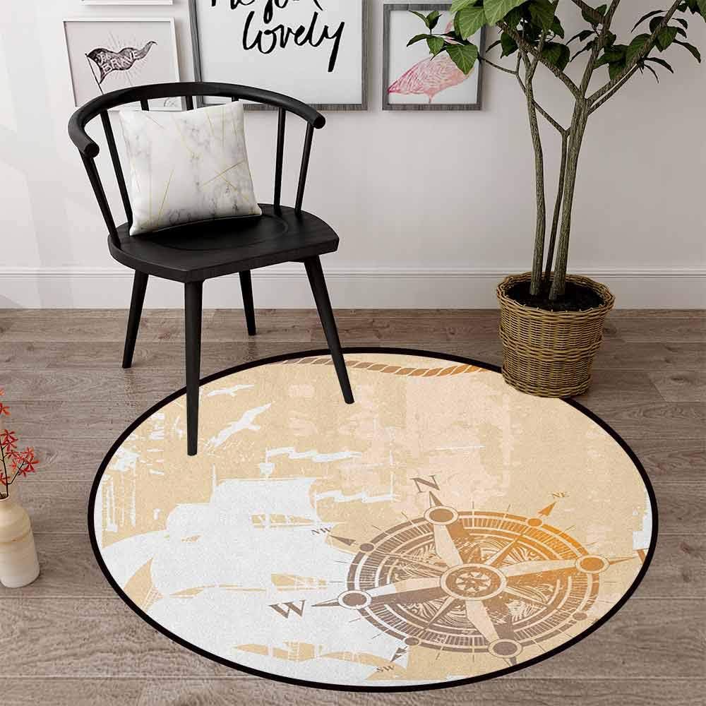 Round Area Rug, 35" Stain Resistant Indoor Outdoor Round Rug, Sand